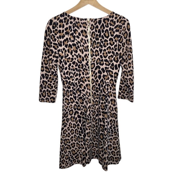 Kate Spade | Run Wild Fit & Flare Ponte Leopard Print Dress 3/4 Sleeves Size 2 - Picture 6 of 6